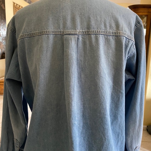 H&M Blue Oversized Jean Shirt Jacket Back Pleat - Picture 11 of 11